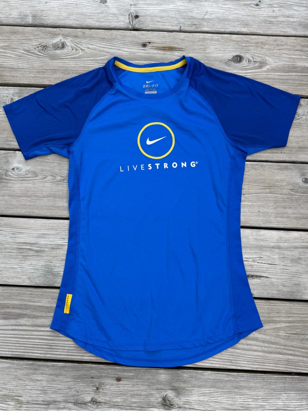 Nike Blue and Yellow LIVESTRONG Dri-FIT Short Sleeve top